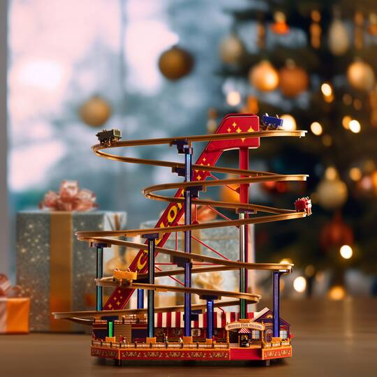 90th Anniversary Collection 16.5" Animated & Musical LED World's Fair Roller Coaster Accent